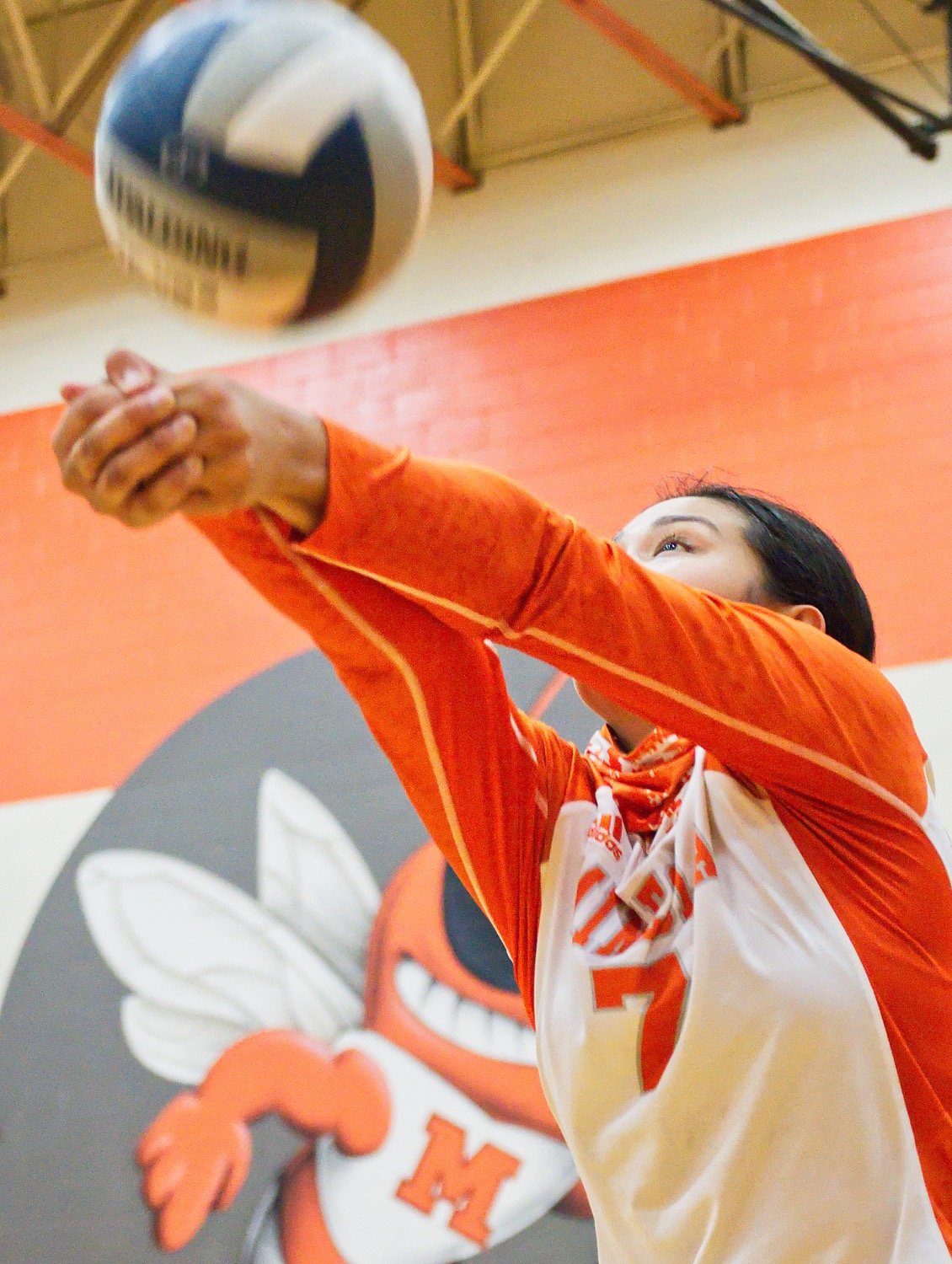Valerie Garcia bumps the ball in action Friday against Mount Pleasant - Chapel Hill.